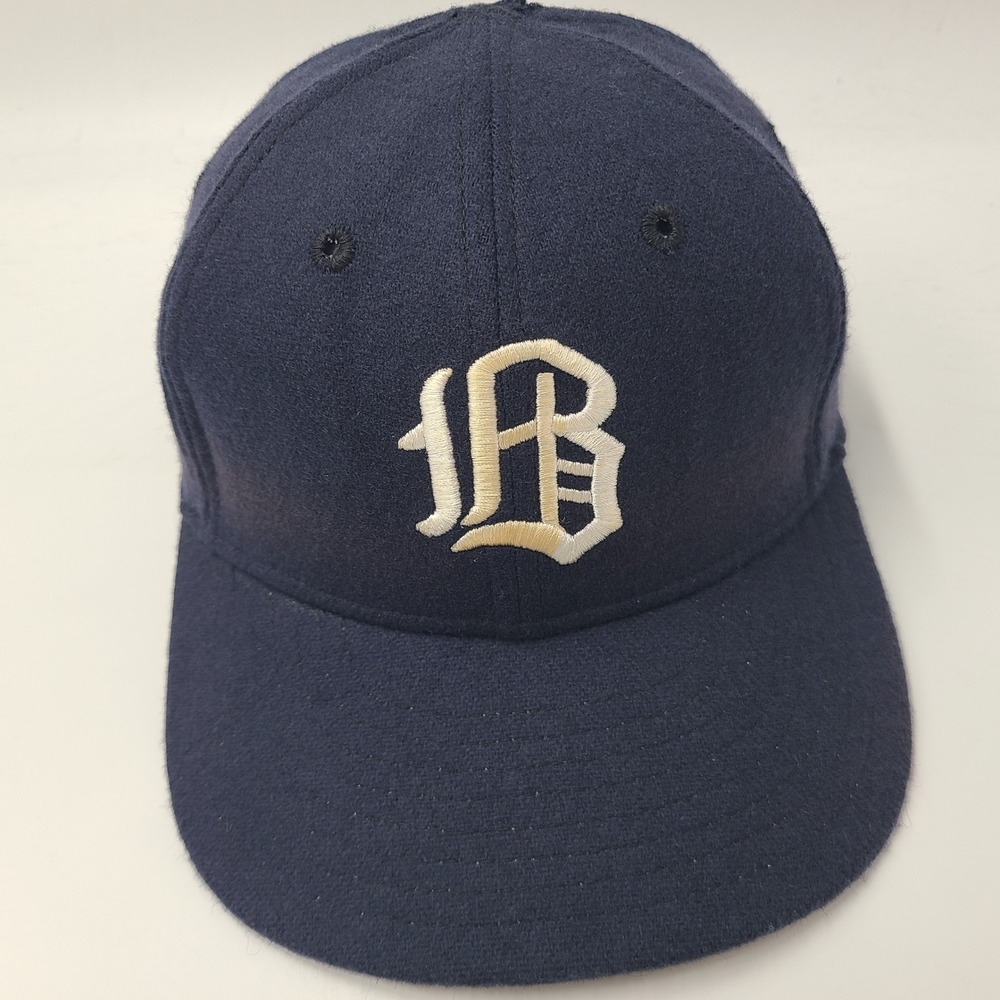 Vintage Buffalo Bisons Hat Fitted 7 1/4 Ebbets Field Flannels Blue Wool *FLAWS*